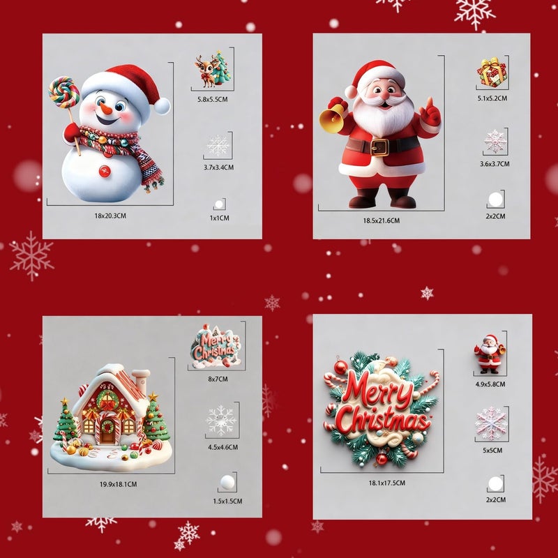 MAOTOAM Christmas Decoration Christmas Window Cling Stickers 4 Sheets, Double-Sided Static Xmas Decorations - Cute Snowflake,Snowman and Gingerbread Man Stickers for Glass Windows, Winter Holiday Party - Image 5